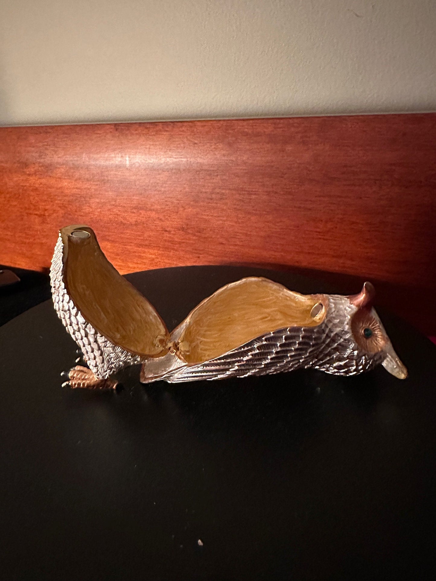 Vintage Silver Tone Metal Owl That Opens Up, Owl Trinket Box, Lover Antiques