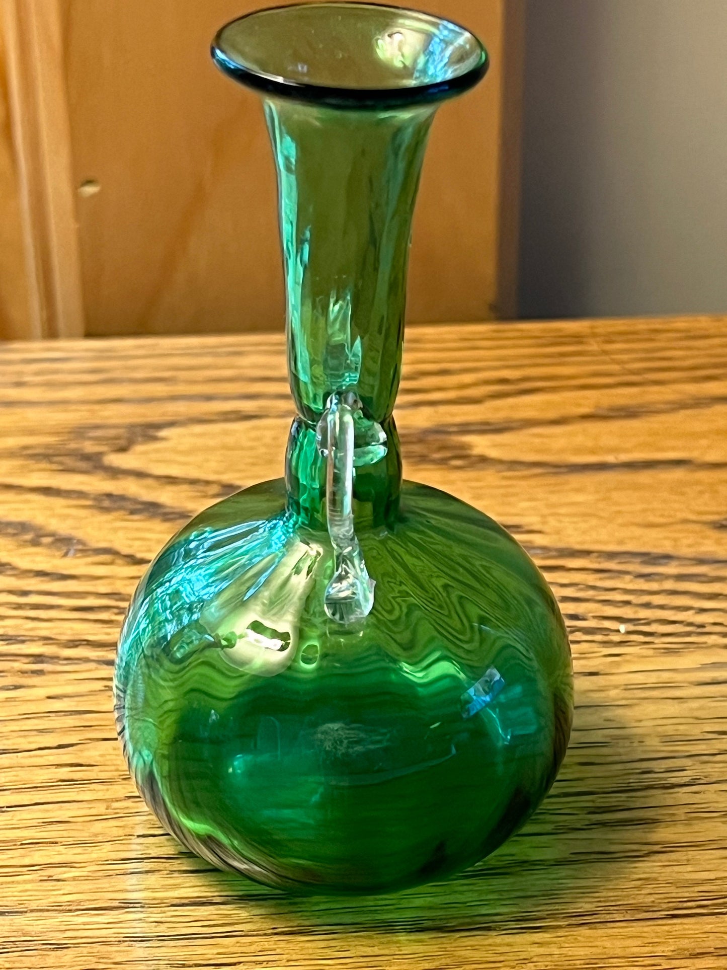 Vintage Emerald Green Mini Pitcher Vase with Elegant Arms Lover Antiques and Vintage