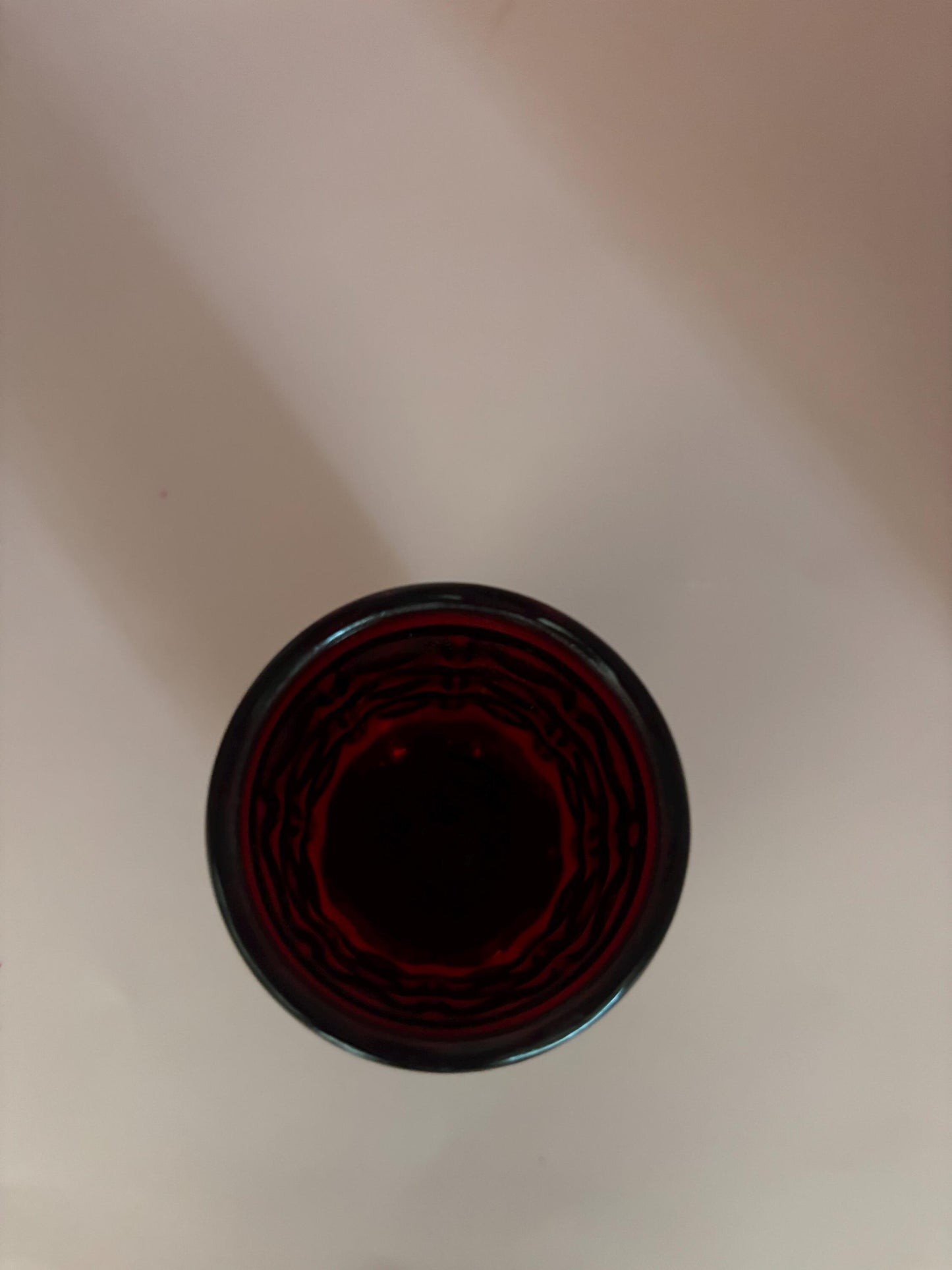Vintage Ruby Red Glass Cup with Pedestal, Red Juice Glass, Collectible Glassware