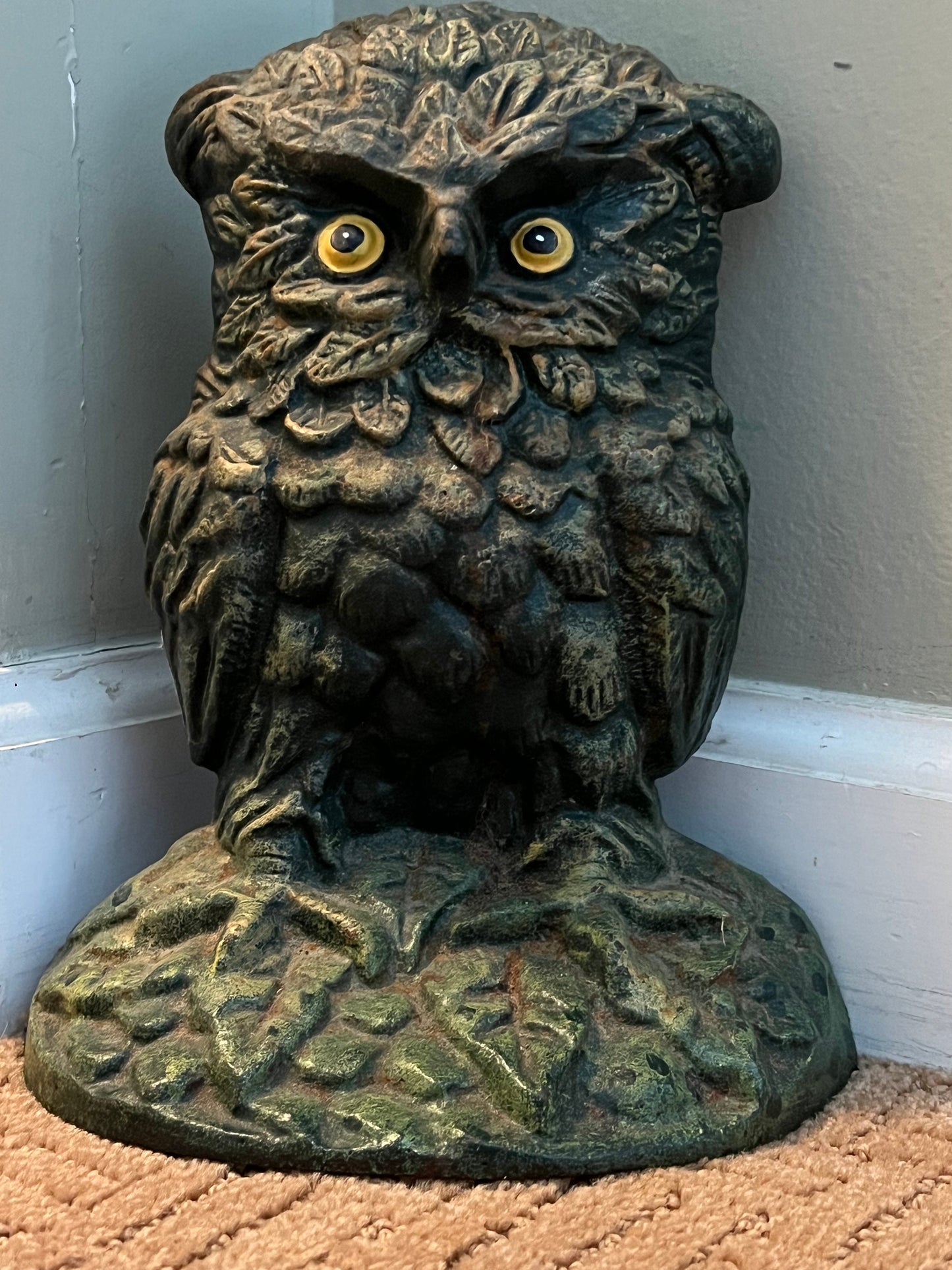 Antique Cast Iron Owl Doorstop Patina Cast Iron Owl Figurine Lover Antiques and Vintage