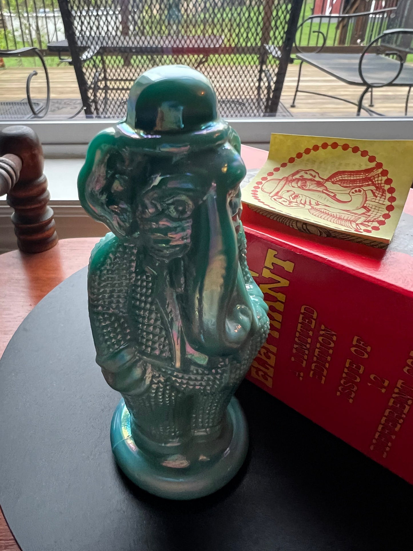Vintage Green Elephant Clown Timmy Summit Art Trunk Up Sculpture Art Glass Figurine elephants artwork signed Russ Vogelsong Lover Antiques