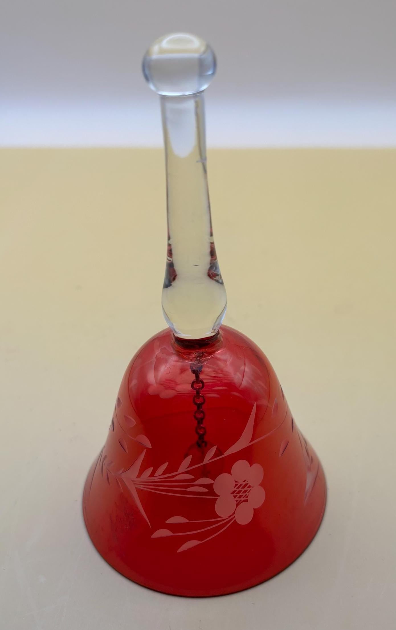 Vintage Cranberry Crystal Glass Bell Pink Glass Art Lover Antiques and Vintage