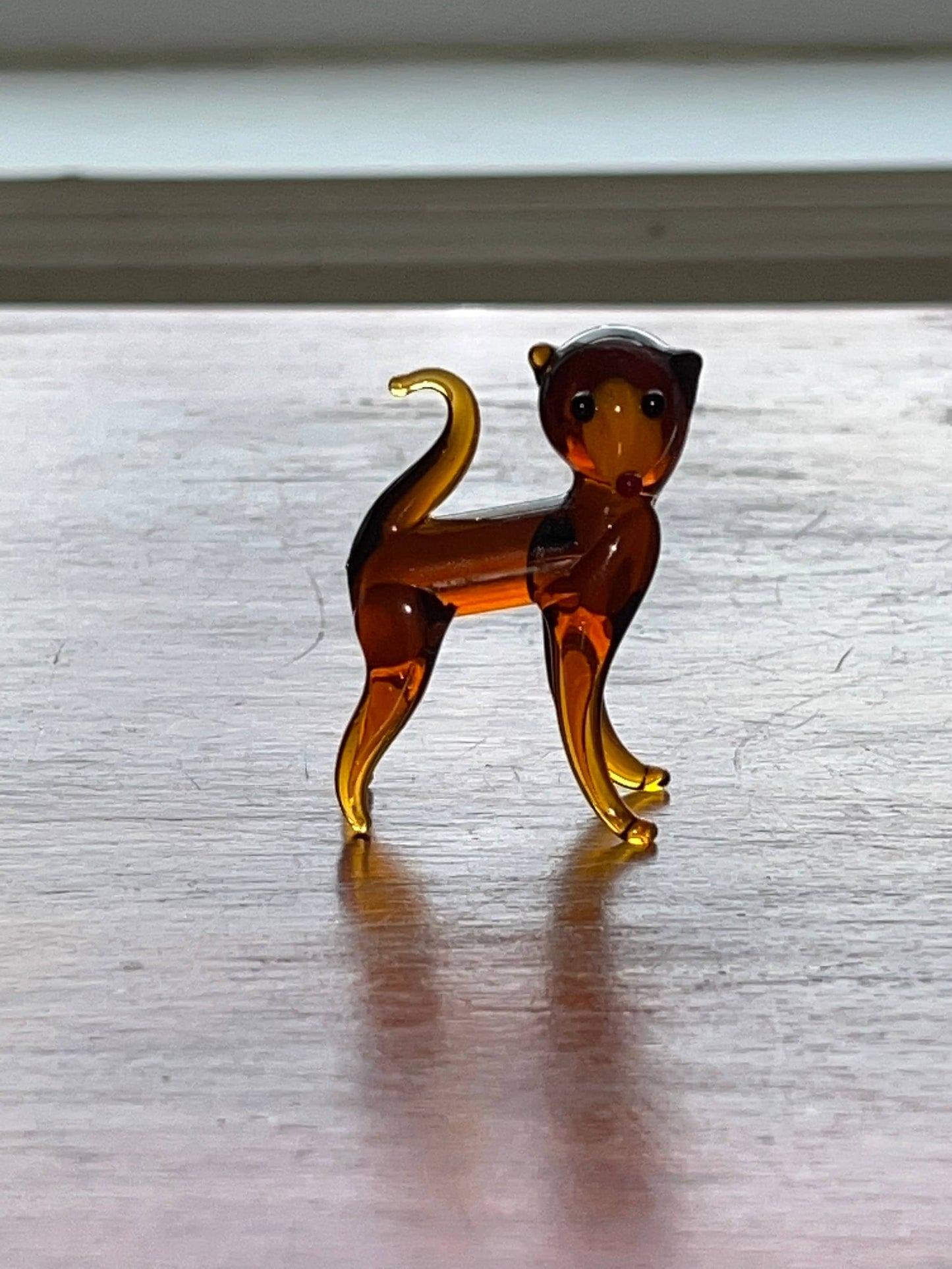 Vintage Amber Hand Blown Glass Monkey Art Glass Amber Glass Animals Lover Antiques and Vintage