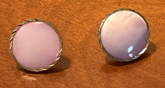 Vintage Pink Opalescent Pierced Earrings with Twisted Rope Detail