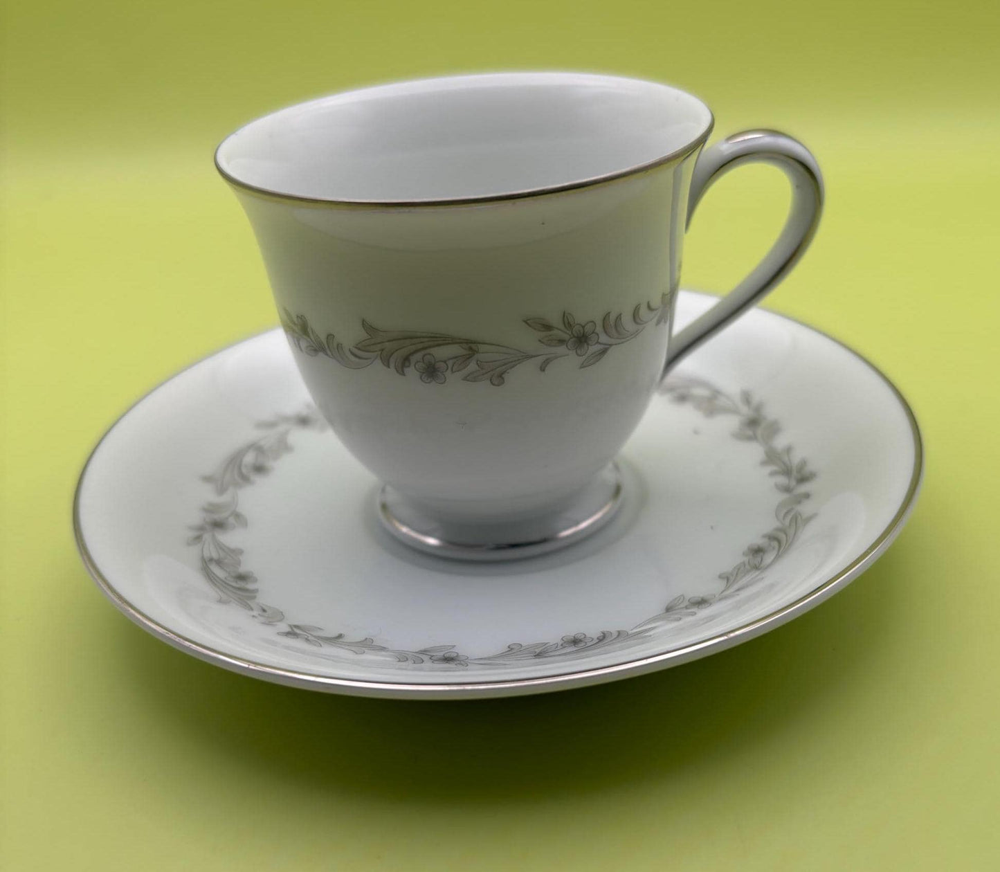 Noritake Gray & White Tea Cup and Saucer Set Made in Japan Lover Antiques and Vintage