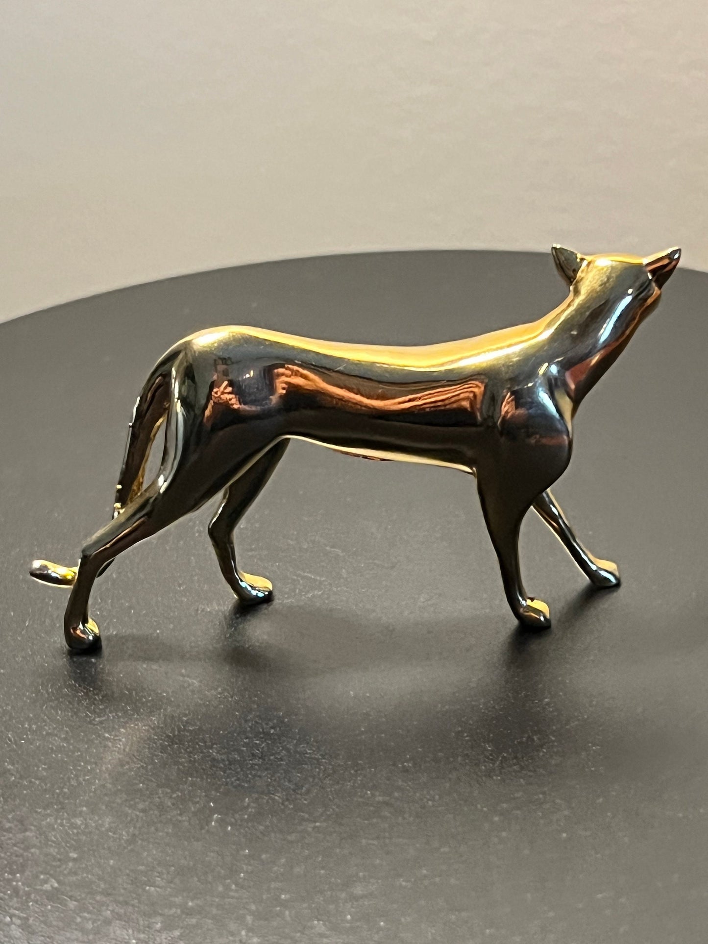 Vintage Polished Brass Cat Figurine - Franklin Mint Faberge Style