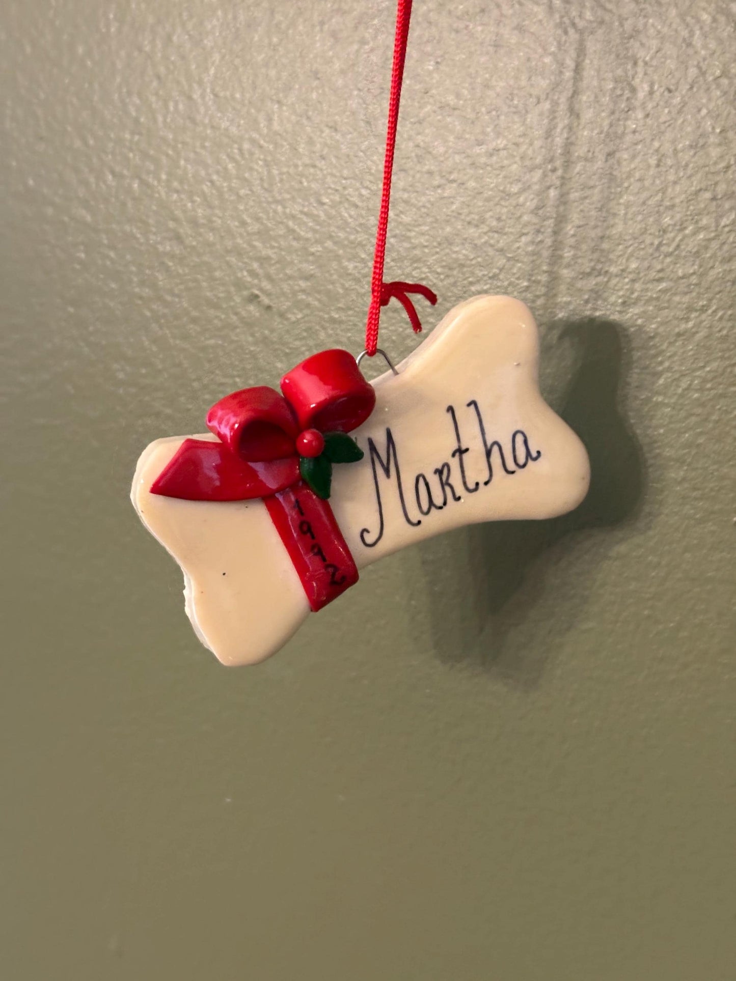 Vintage Martha Dog Bone Ornament Dated 1992 Gift For Her Lover Antiques and Vintage
