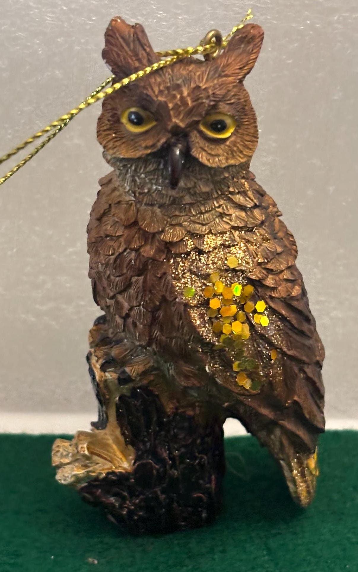 Great Horned Owl Ornament, Hand Carved Owl Figurine, Unique Gift for Her, Nature-Inspired Art