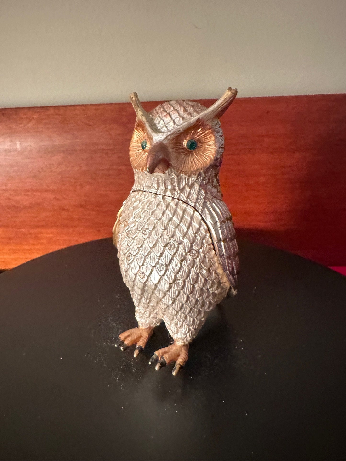Vintage Silver Tone Metal Owl That Opens Up, Owl Trinket Box, Lover Antiques