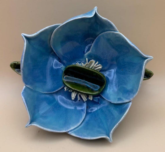 Vintage Magnolia Flower Hand Painted Trinket Dish Dresser Decor Stunning Gift Lover Antiques and Vintage