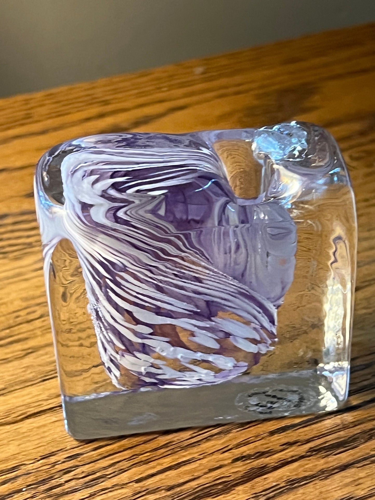 Vintage Purple & White Swirl Glass Pen Holder, Made in USA, Lover Antiques and Vintage