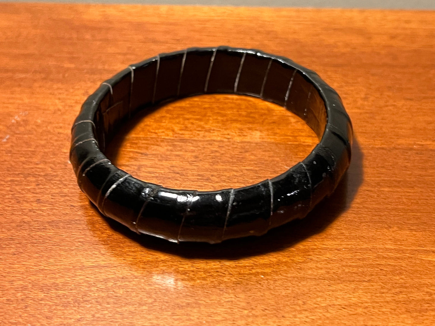 Vintage black bangle bracelet jewelry mid century modern style wrist art