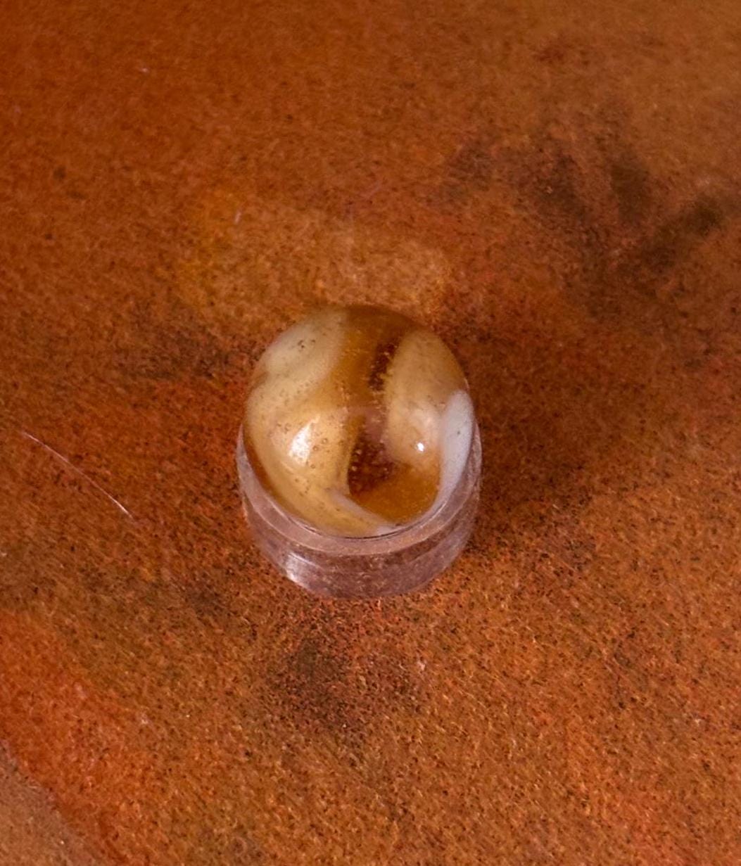 Vintage Caramel and White West Virginia Swirl Glass Marble Lover Antiques and Vintage