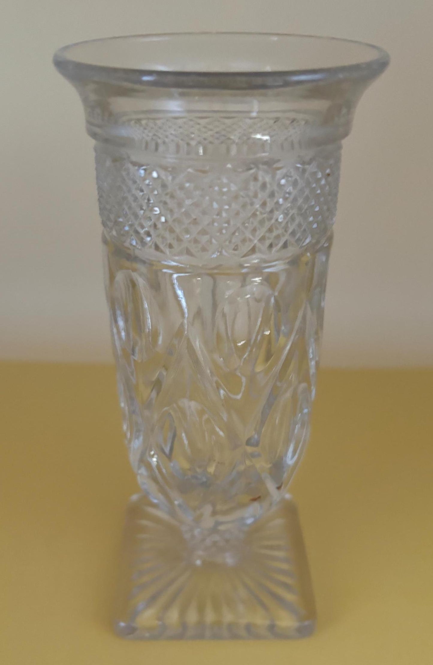 Antique Imperial Glass Crystal Footed Vase Cape Code Flip Vase Bohemia Crystal Cut Glass Footed Vase Lover Antiques and Vintage
