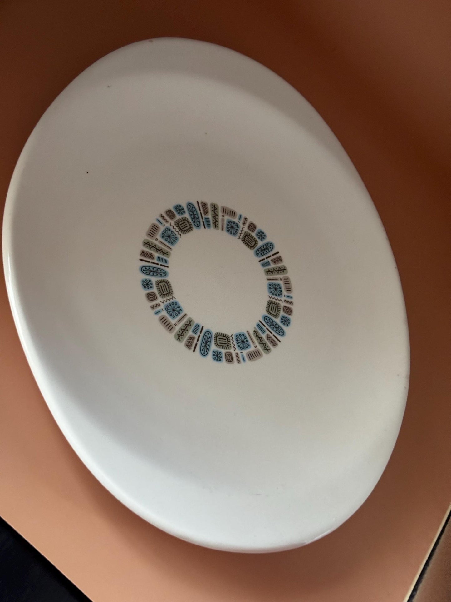 Vintage Canonsburg Pottery Temporama Pattern Large Platter Dinner Tray Lover Antiques and Vintage