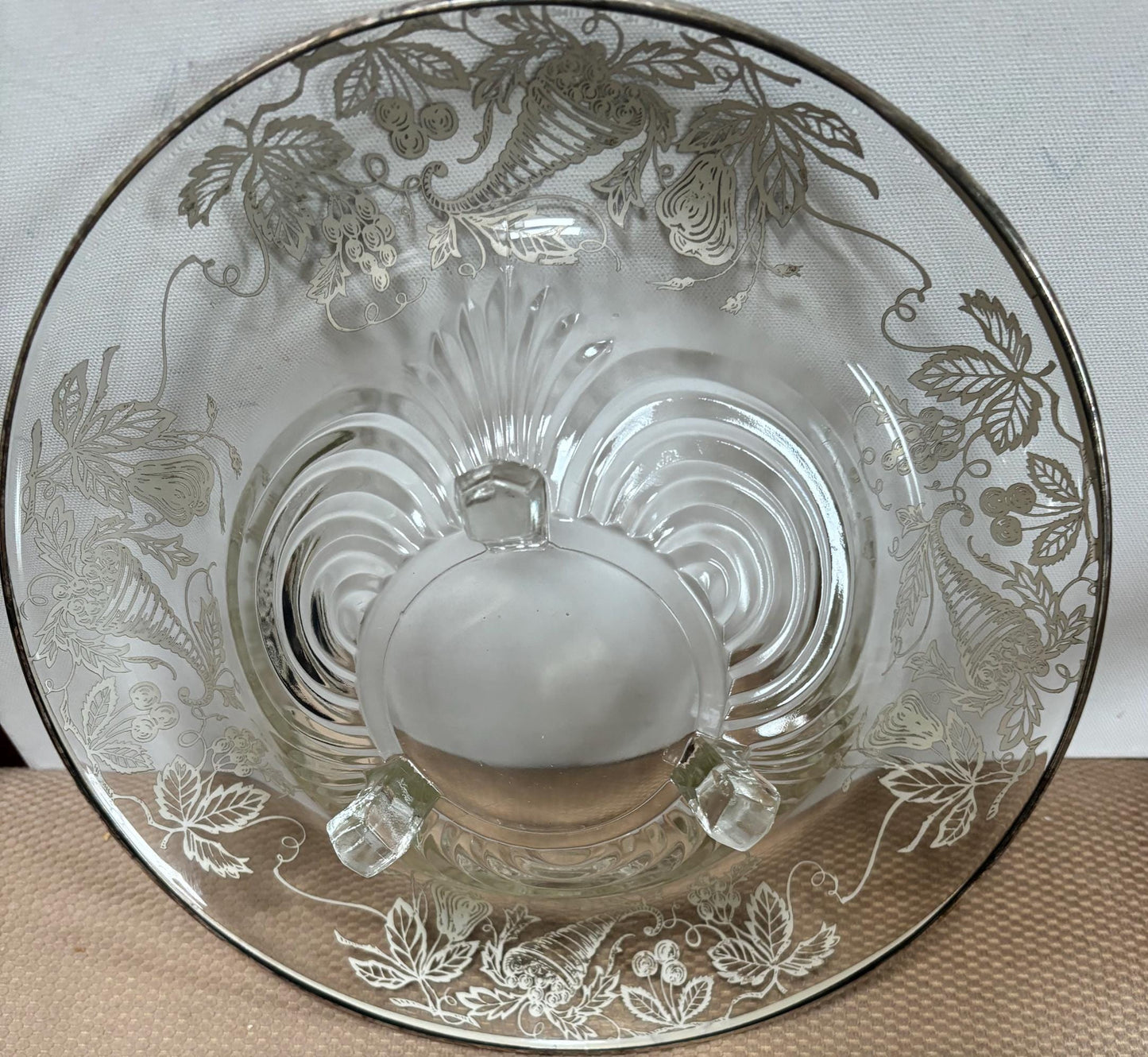 Vintage Silver on Crystal Large Serving Plate Platter Three Footed By Silver City Lover Antiques and Vintage