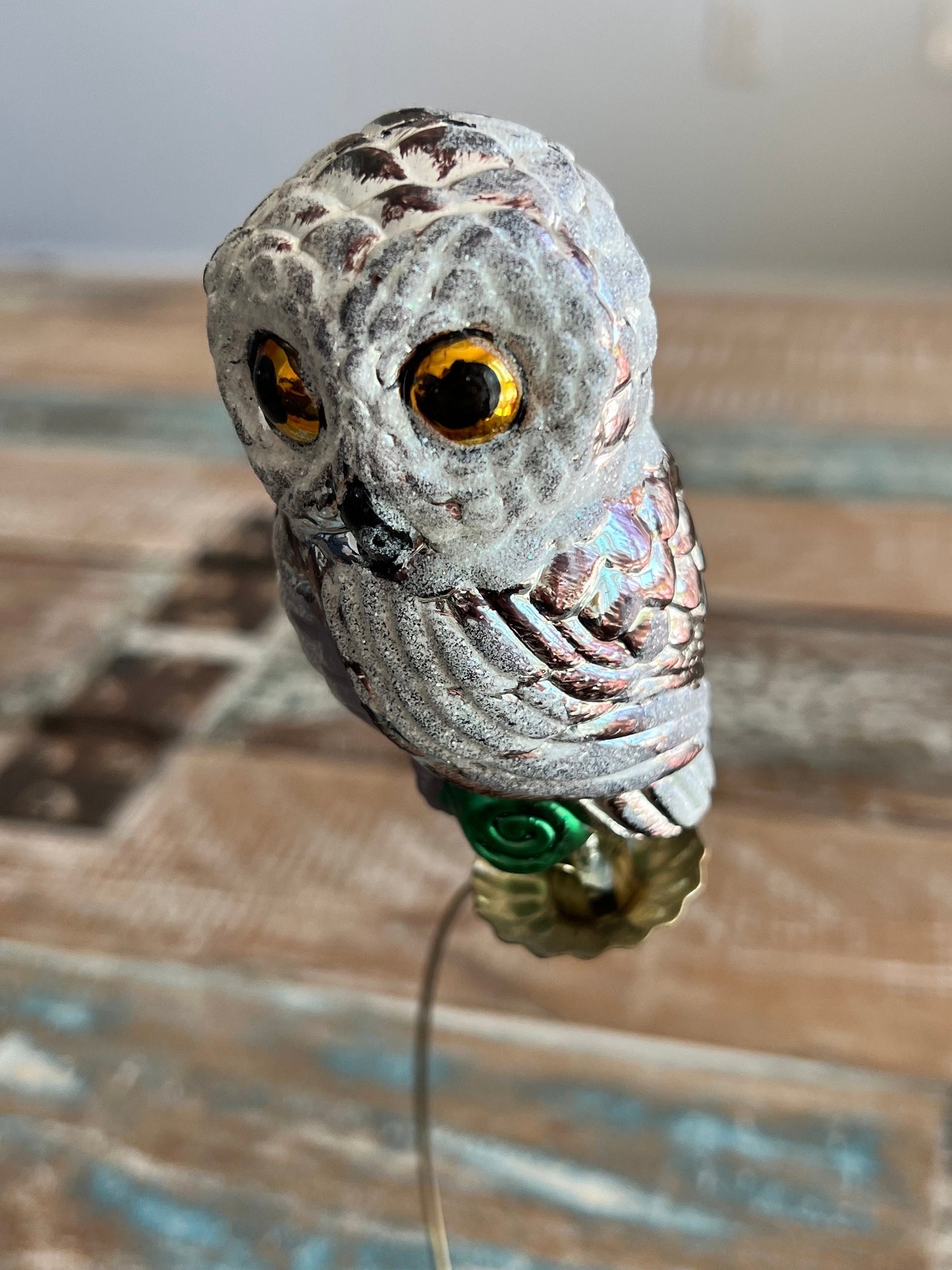 Vintage Owl Ornament, Glass Clip On, Christmas Holiday Retired Ornaments Lover Antiques and Vintage