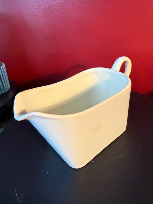 Vintage Franciscan White Ceramic Creamer Gravy Dish Mid Century Modern Kitchenware