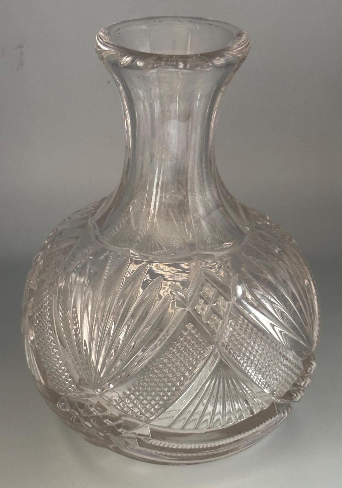 Antique Crystal Water Carafe: Duncan and Sons #28 Diamond Sunburst Design