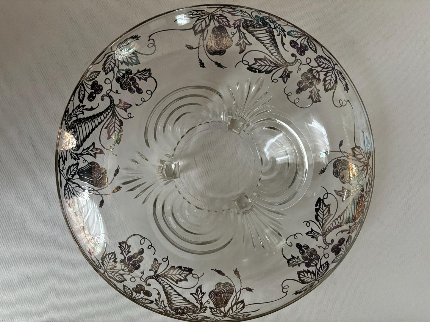 Vintage Silver on Crystal Large Serving Plate Platter Three Footed By Silver City Lover Antiques and Vintage