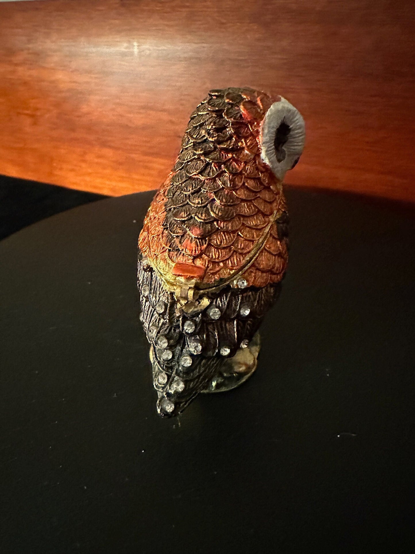 Vintage Metal Owl Trinket Box: Hidden Compartment, 3" Collectible
