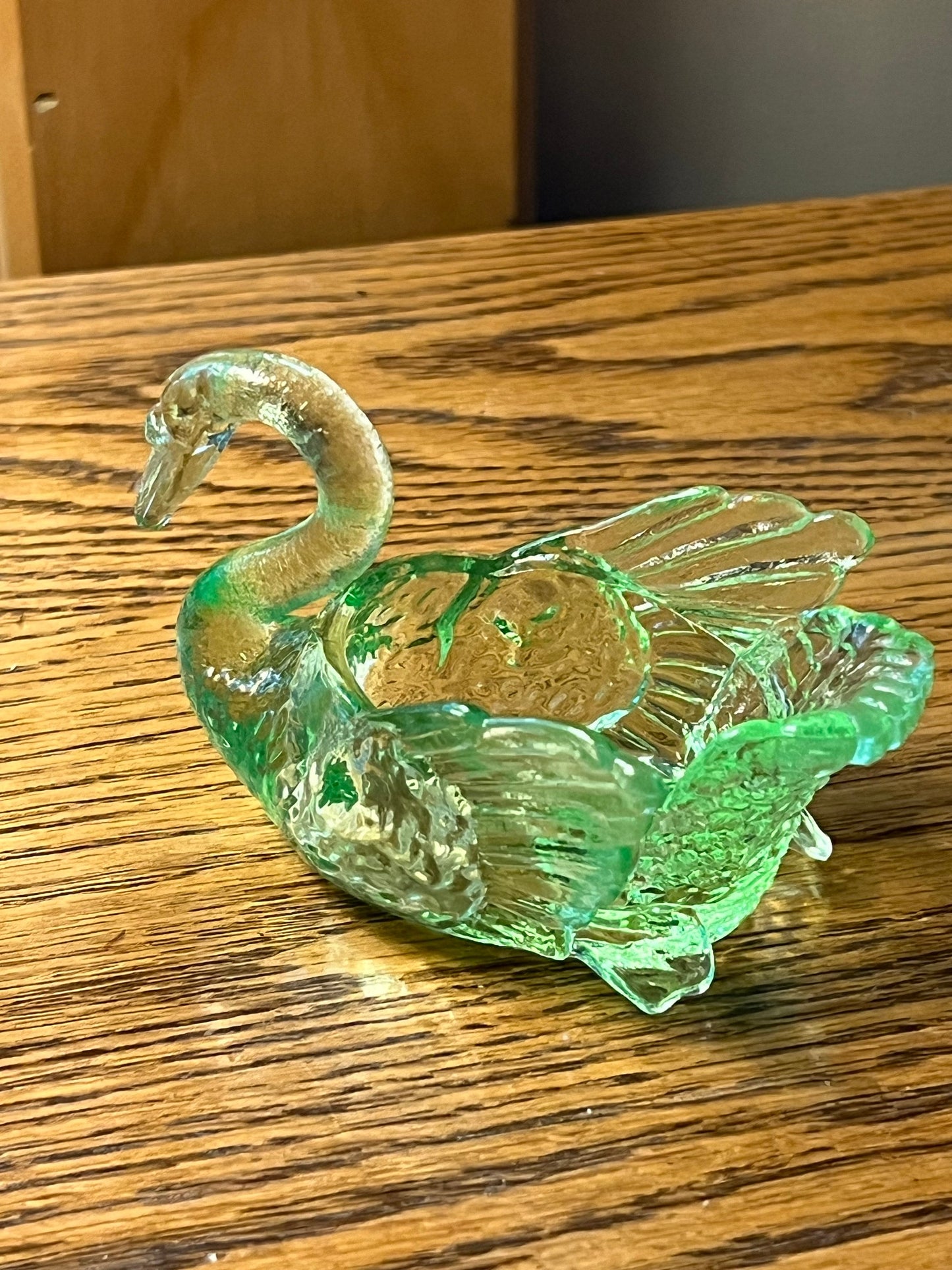 Vintage Uranium Glass Cambridge Glass Green Swan Glows Lover Antiques and Vintage