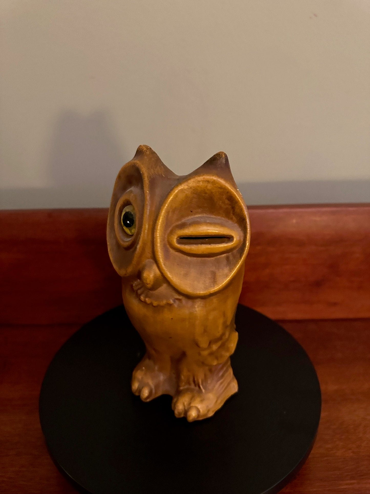 Vintage Haeger Winking Owl Coin Bank #8036, Brown Owl Bank, Winking Owl Figurine, Lover Antiques and Vintage