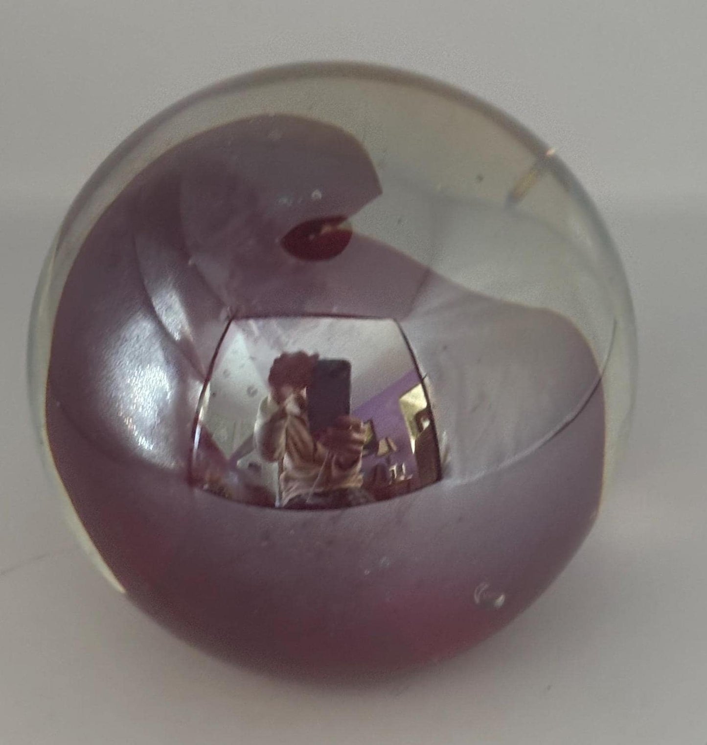 Vintage Barbini Murano Style Bubble Glass Paperweight 1970s Italian Art Glass Purple Blue