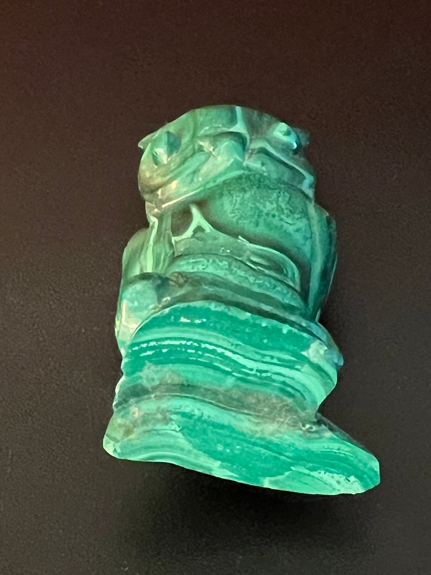 Vintage Carved Malachite Owl Figurine on Pedestal