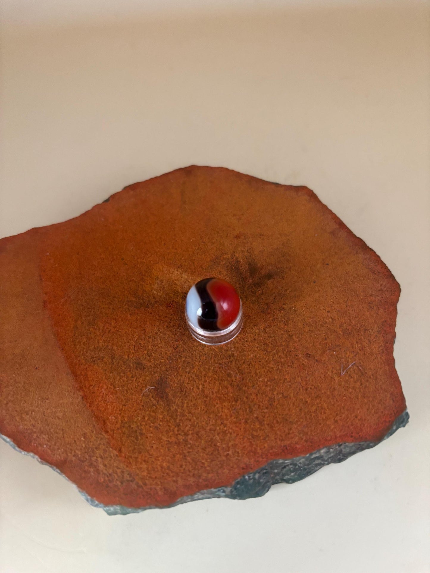 Vintage Vitro Blackline All Red Glass Marble Lover Antiques and Vintage