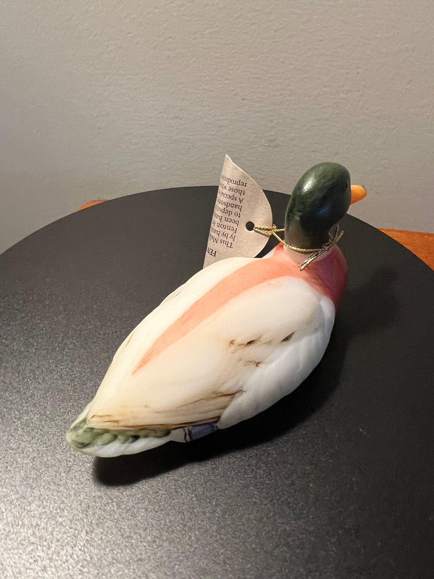 Rare Fenton Drake Mallard Figurine, Natural Animals Series Opal Satin, 5147-NM, Signed Pam D