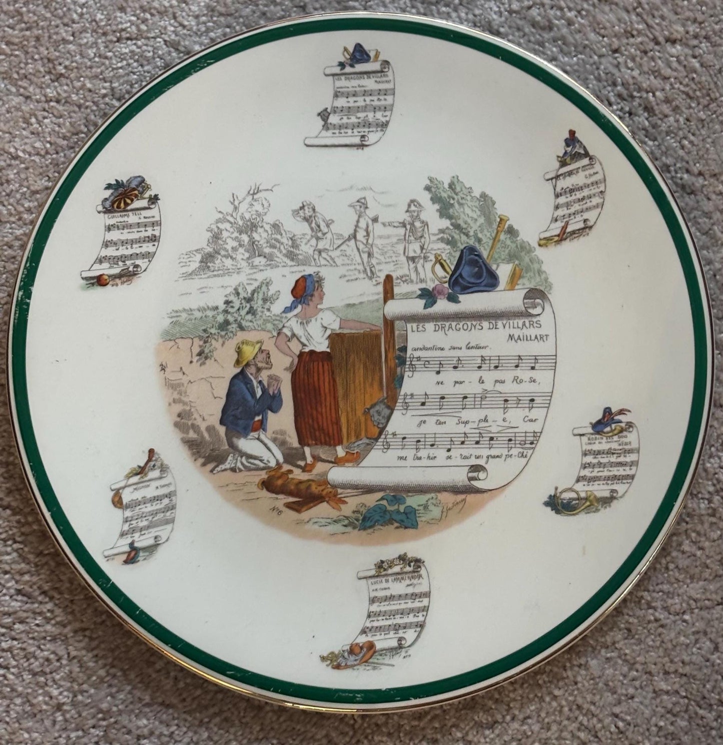 Antique Peasant Village Parry Vieille Very Large Rare French Opera Platter Signed PV Lover Antiques and Vintage