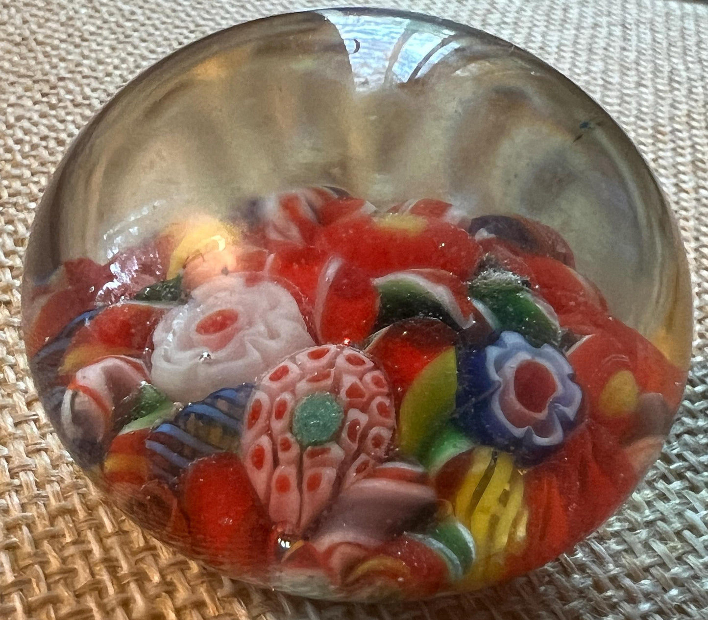 Vintage Murano Style Millefiori Art Glass Paperweight