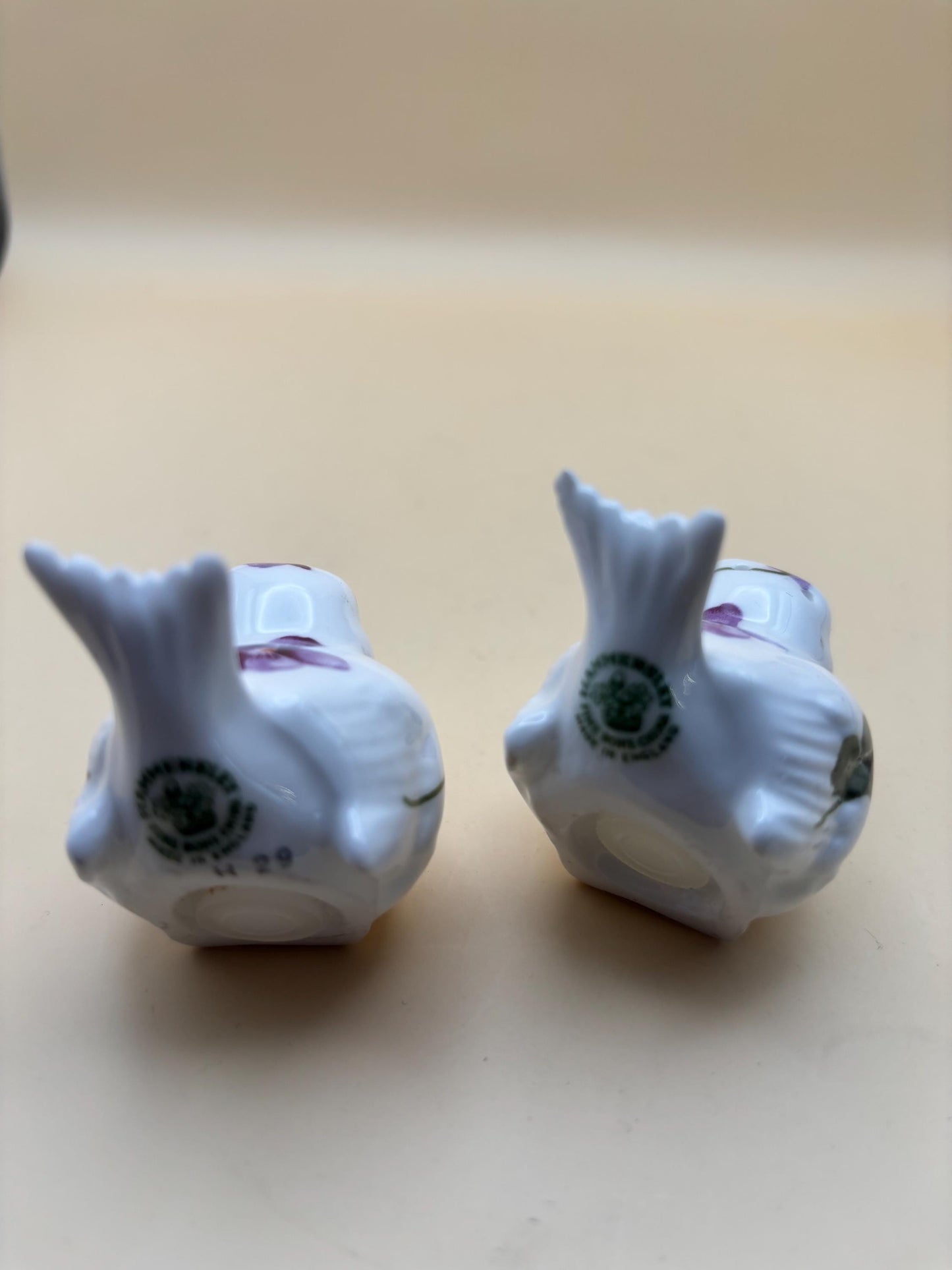 Vintage Hammersley Fine Bone China Bird Salt & Pepper Shakers Hand Painted Victorian Violets Lover Antiques and Vintage