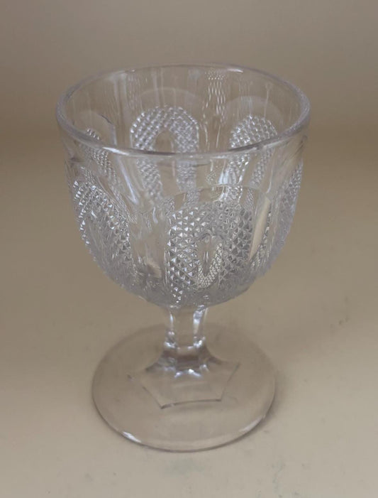 Antique Hobbs Brockunier Glass Goblet, Buckle Design Glass Goblets, Lover Antiques and Vintage