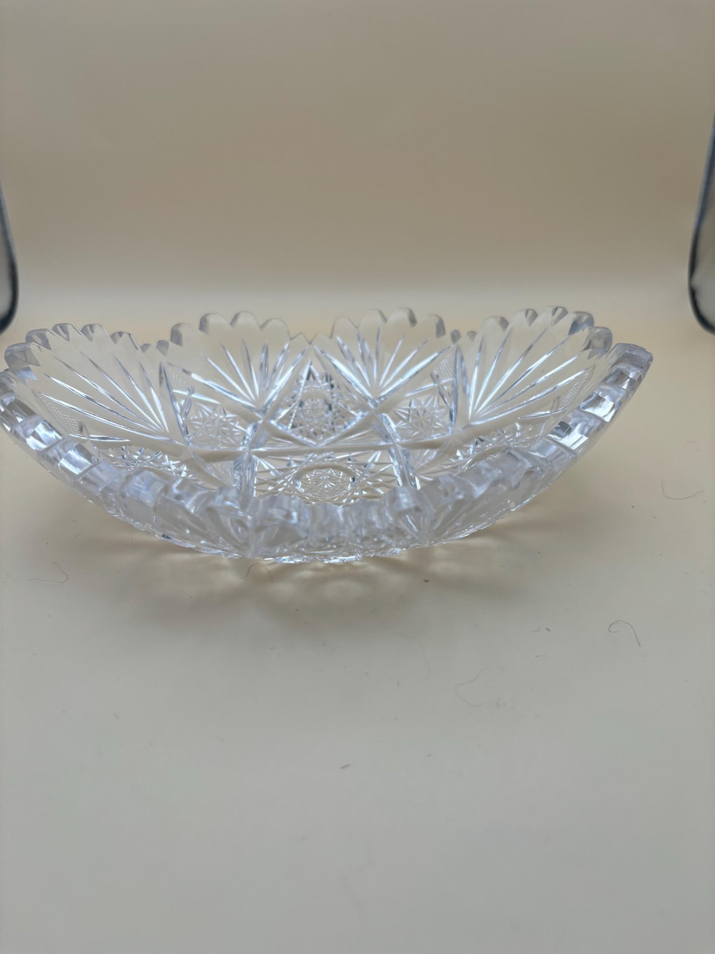 Antique American Brilliant Sawtooth Glass Candy Dish Crystal Glass Trinket Glass Nut Container Lover Antiques and Vintage
