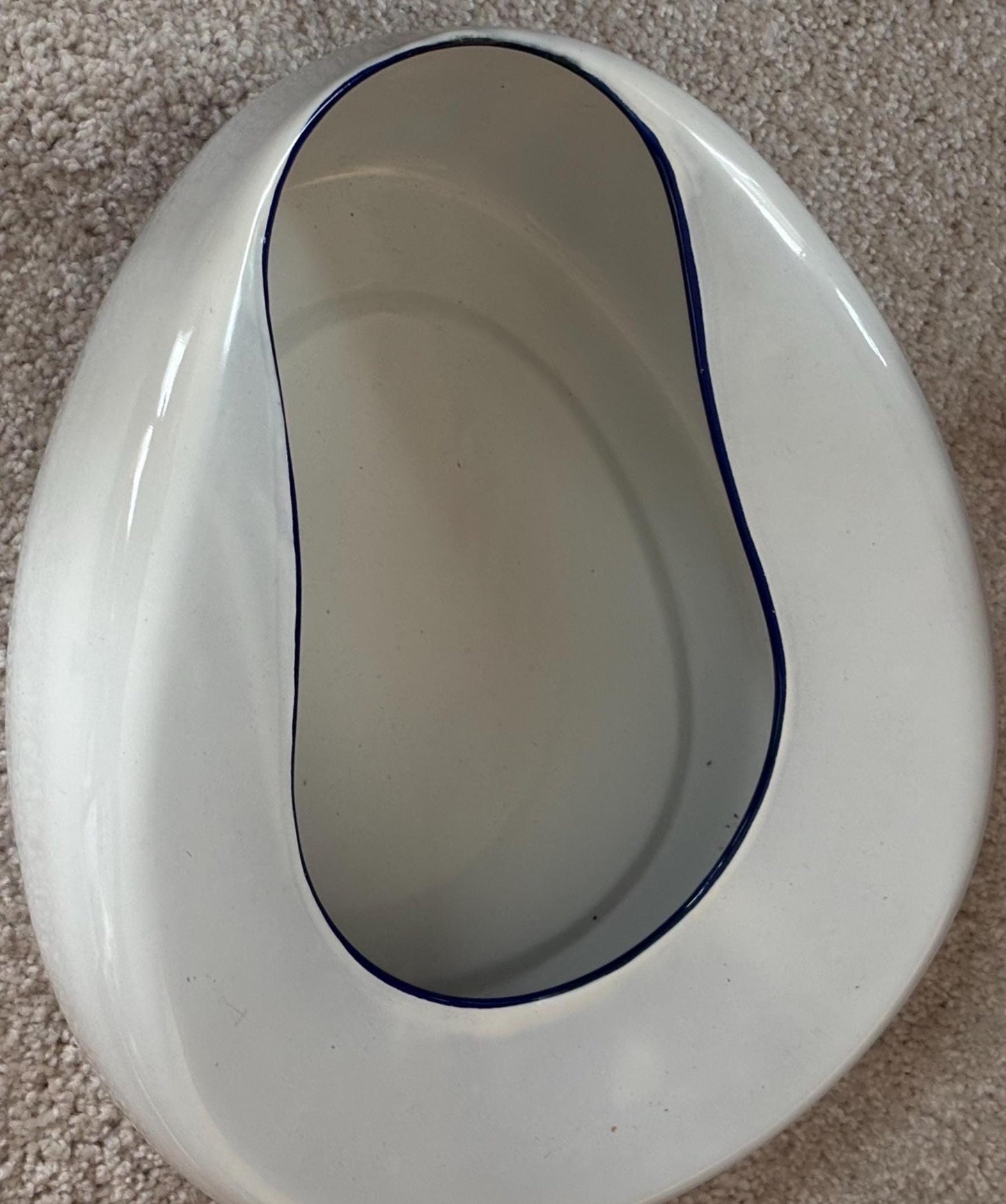 Antique Enamel and Porcelain Queen Columbian Made Bed Pan Planter Home Decor Lover Antiques