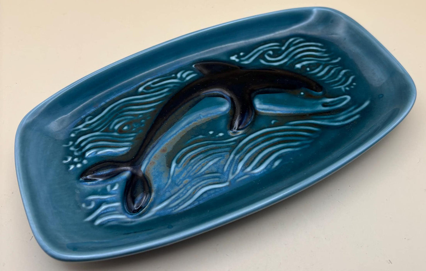 Vintage Poole Pottery Dolphin Trinket Dish Tray Lover Antiques and Vintage