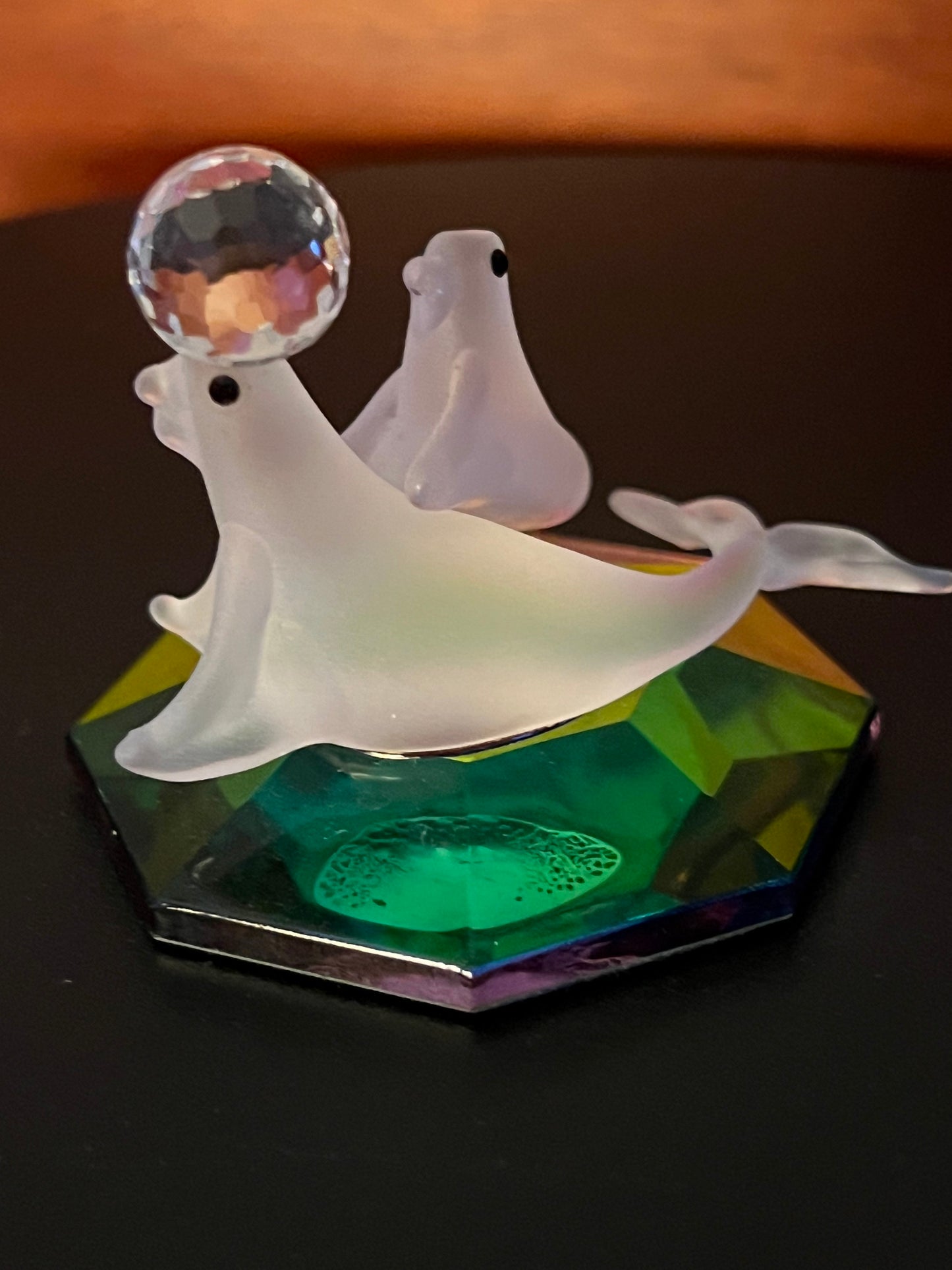Vintage Crystal Seals Figurine: Sea Animal Lover Gift