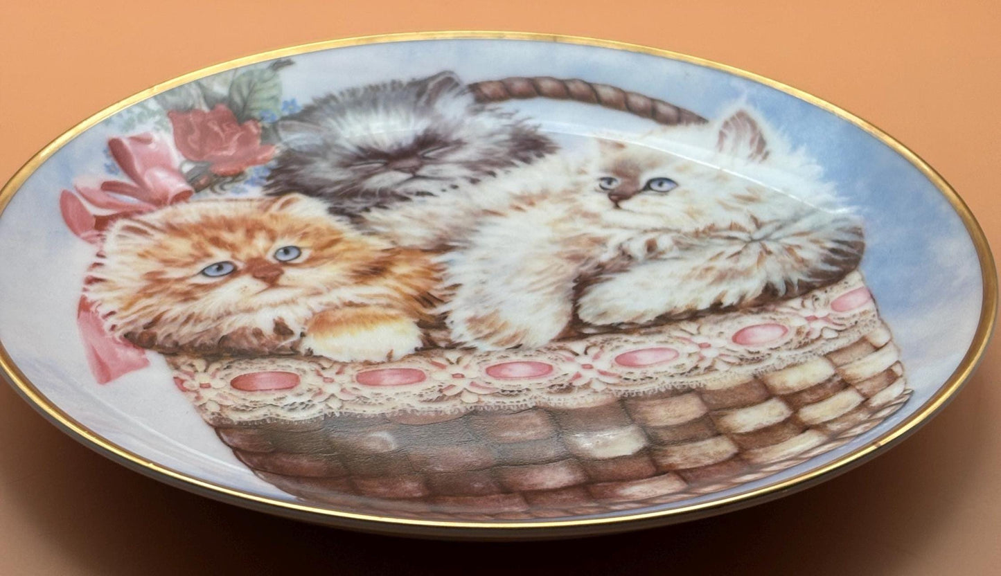 Franklin Mint Three Little Kittens Plate, Cat Collection #B1081, Lover Antiques and Vintage