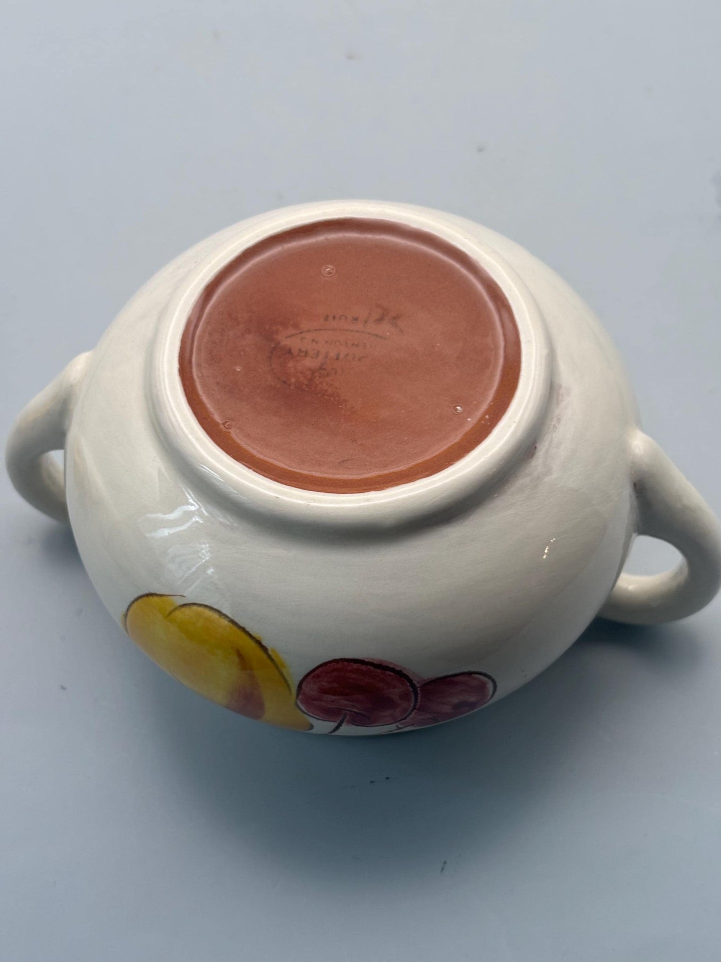Stangl Pottery Sugar Bowl with Lid, Fruit Design Potteries from Trenton, NJ Hand Painted, Lover Antiques Vintage