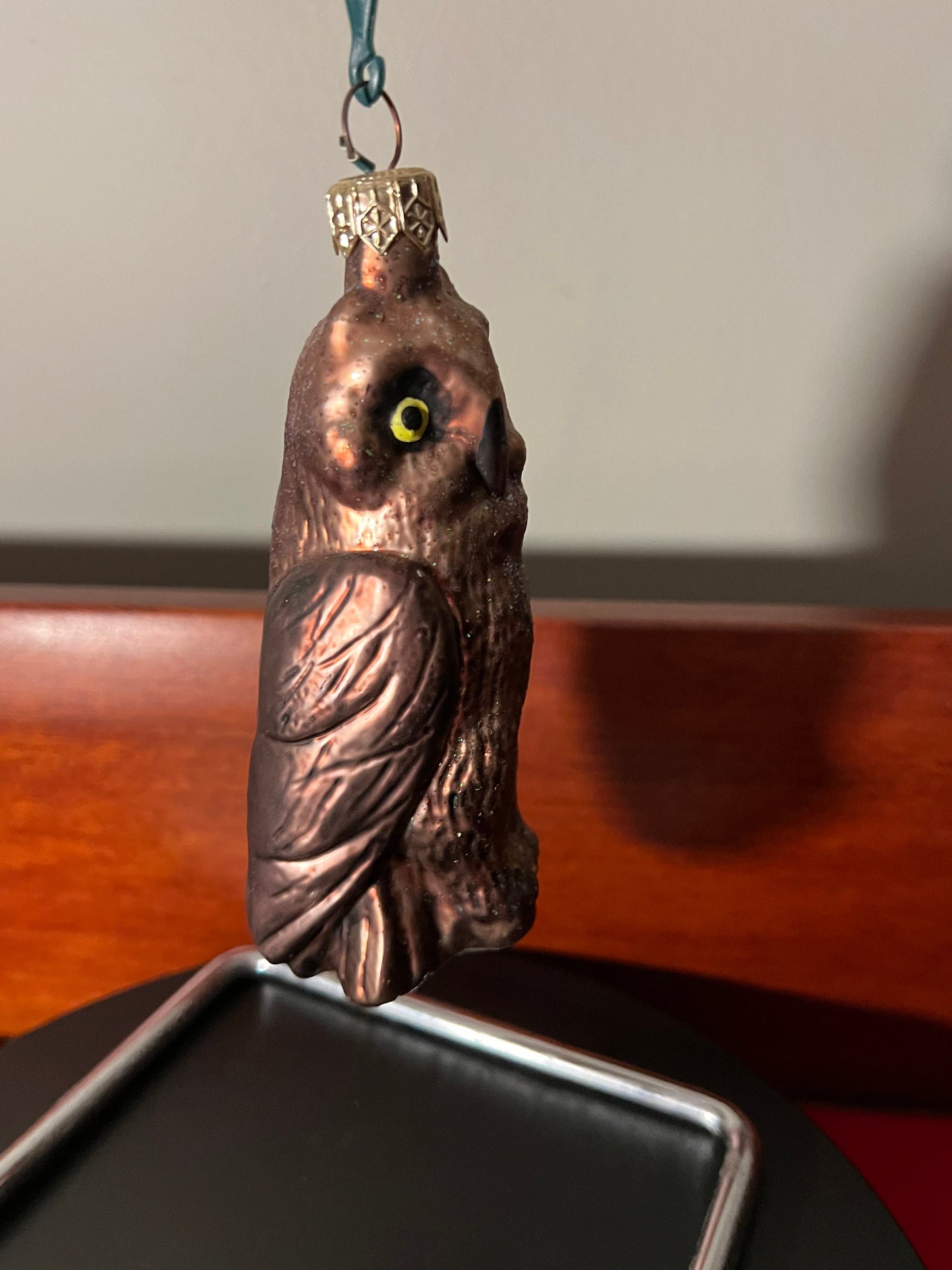 Vintage Hand Blown Glass Owl Ornament - Made in Germany