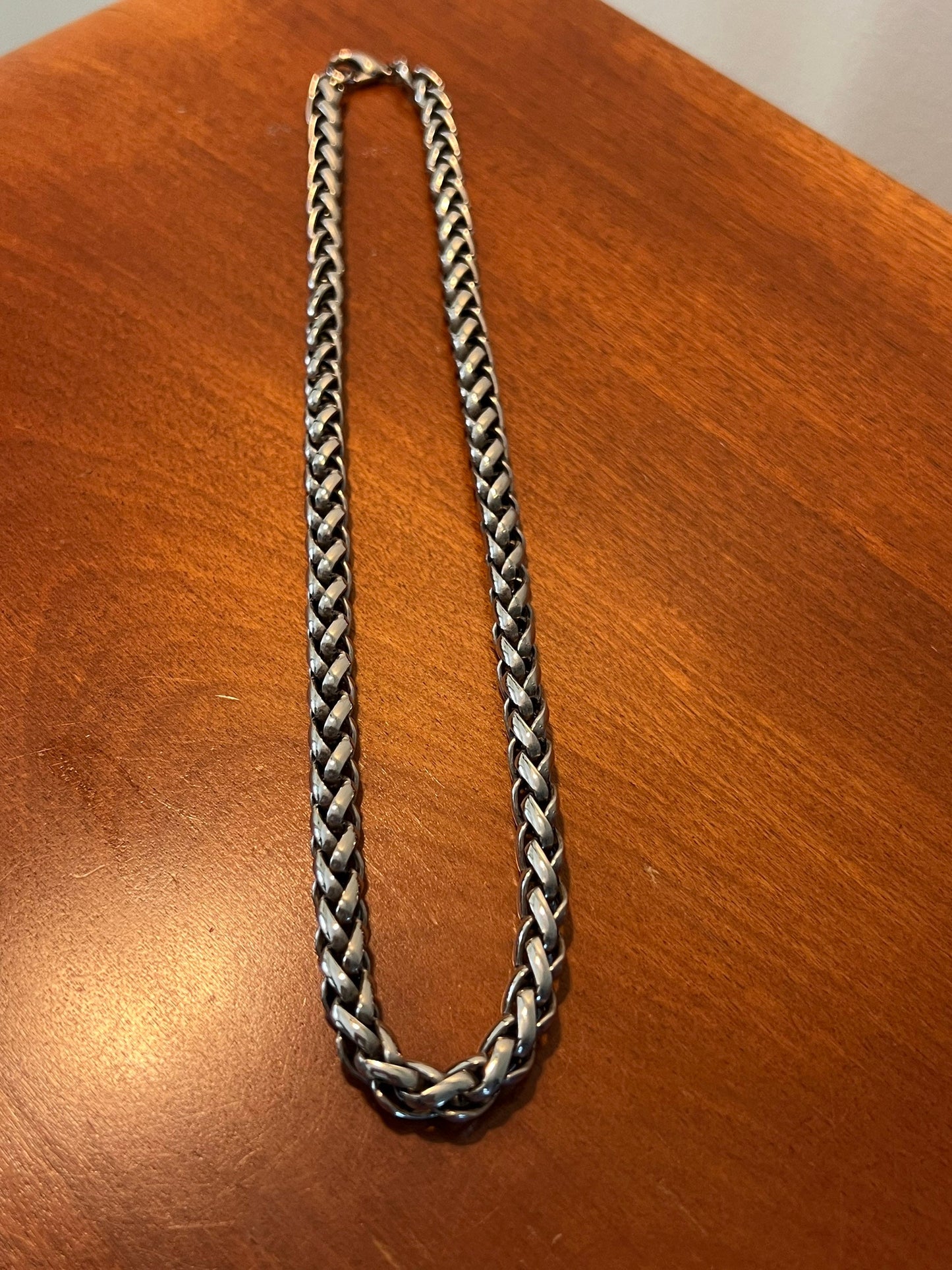 Vintage Solid Necklace 8 3/4 long jewelry in silver stainless steel
