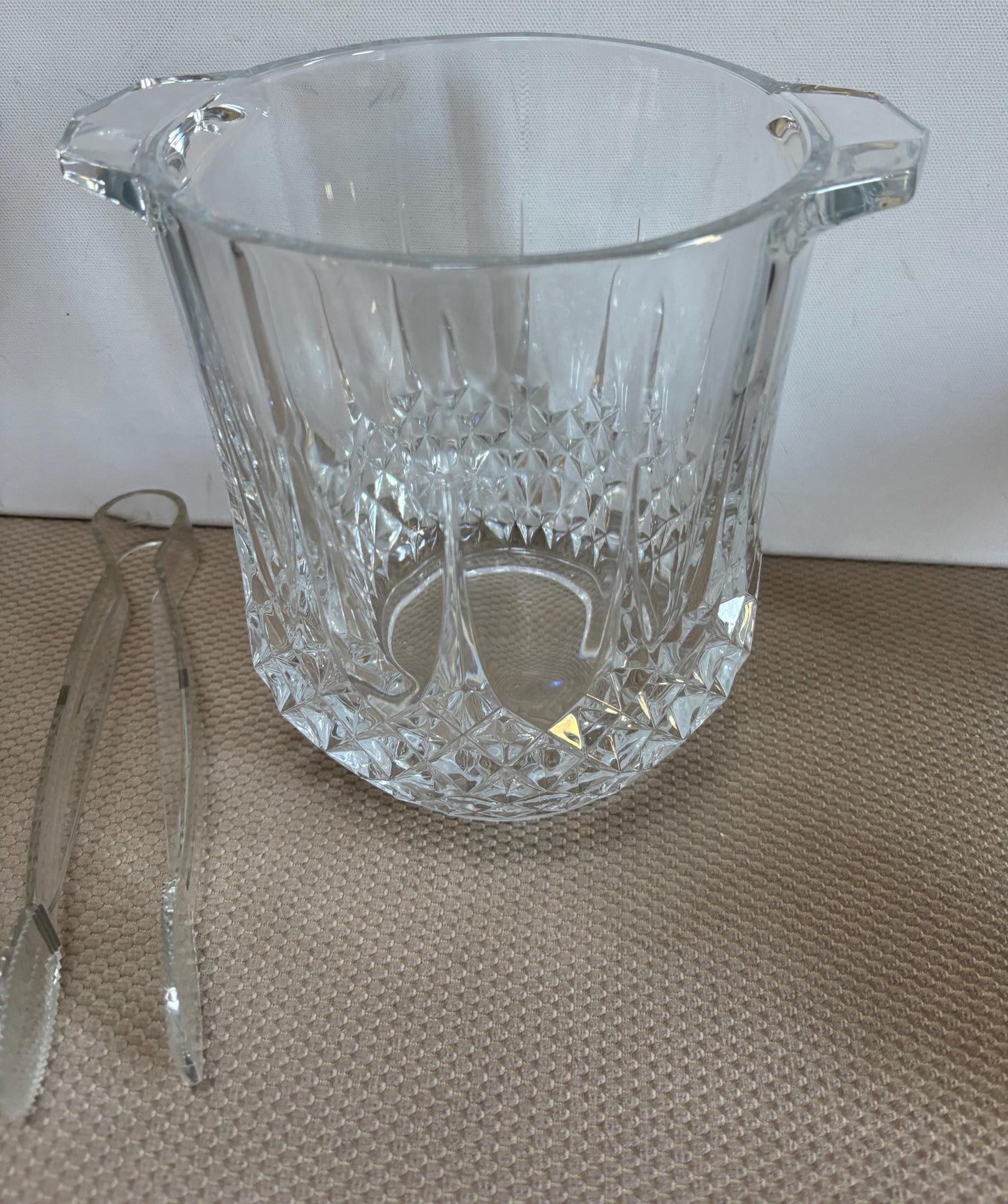 Vintage Crystal Ice Bucket with Tongs Included Crystal Cut Glass Art Lover Antiques and Vintage