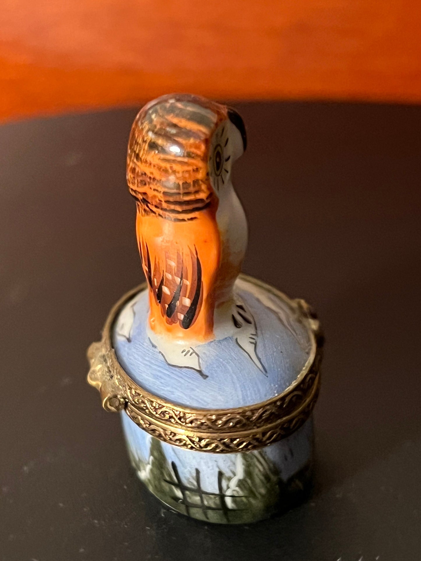 Vintage Limoges Owl Trinket Box: Chamart Peint Main Porcelain
