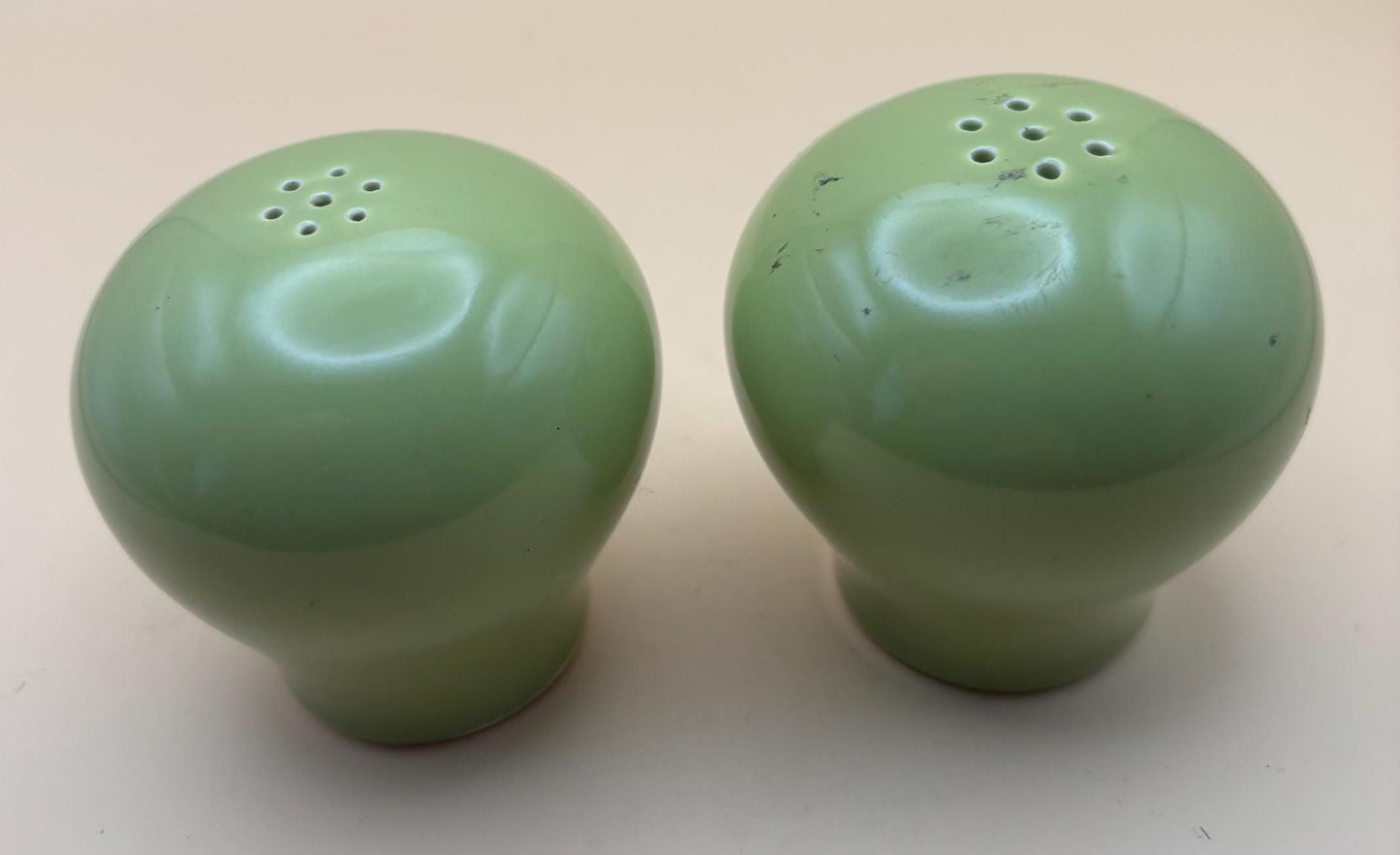 Vintage Fiesta Salt and Pepper Shakers Rhythm Homer Laughlin Duraprint Charm House Chartreuse Green Shakers Lover Antiques and Vintage