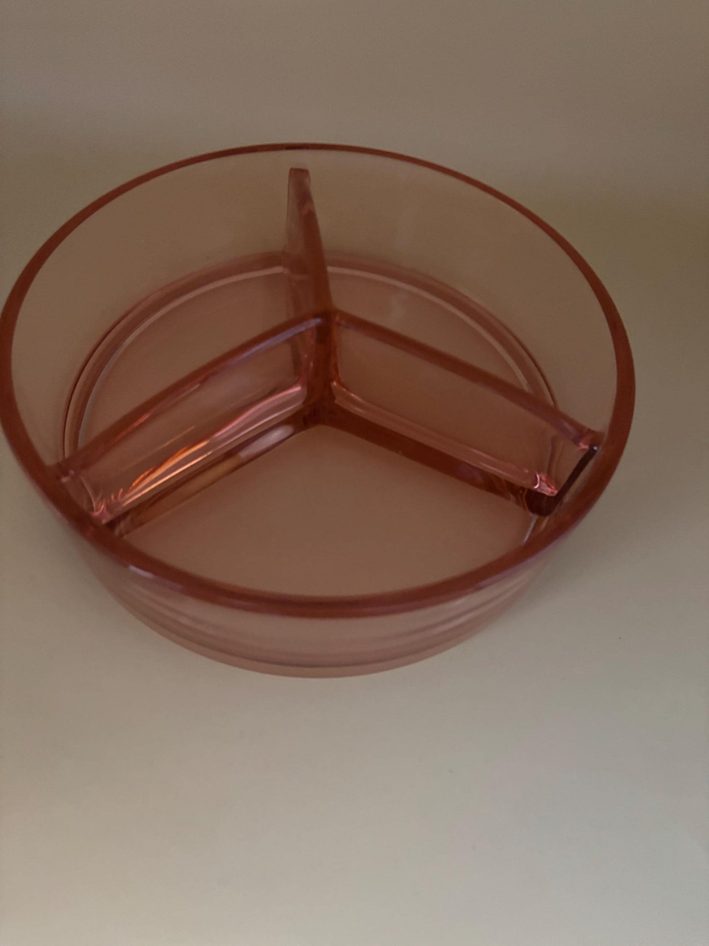 Vintage Pink Fostoria Versailles Glass Divided Relish Bowl