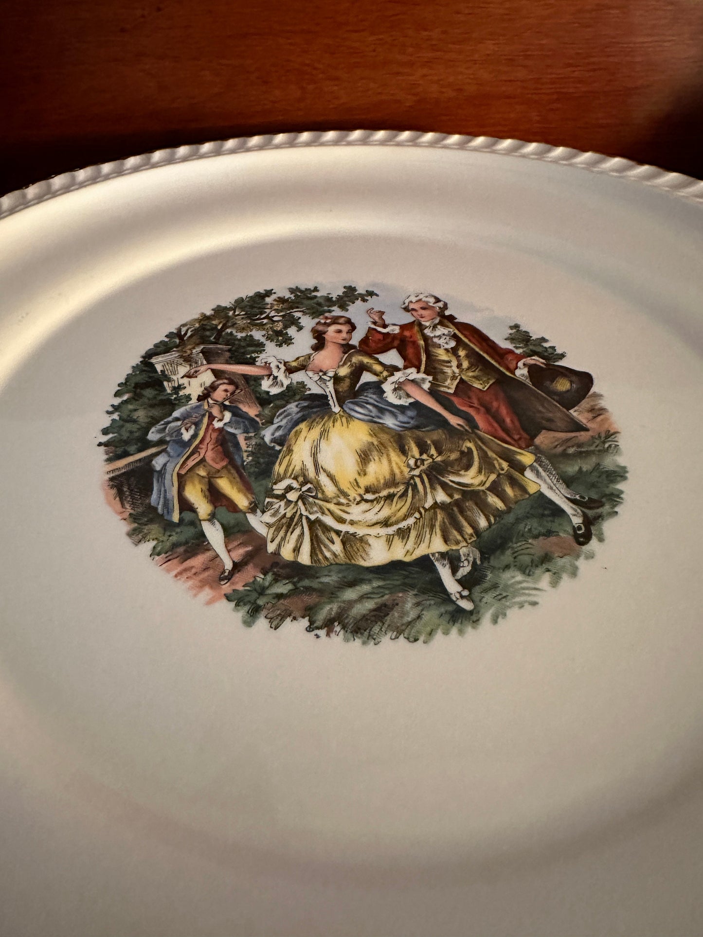 Vintage Harker Pottery Plate: Gödel Victorian Courting Couple, 22K Gold