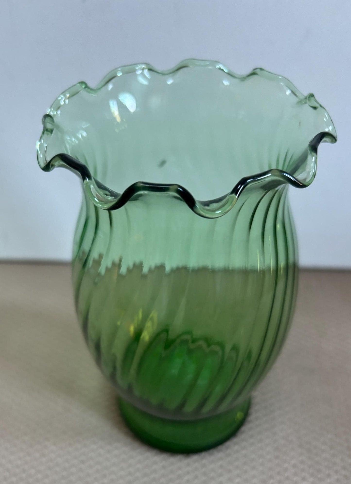 Vintage Emerald Green Truffled Vase Swirl Glass Vase Lover Antiques and Vintage