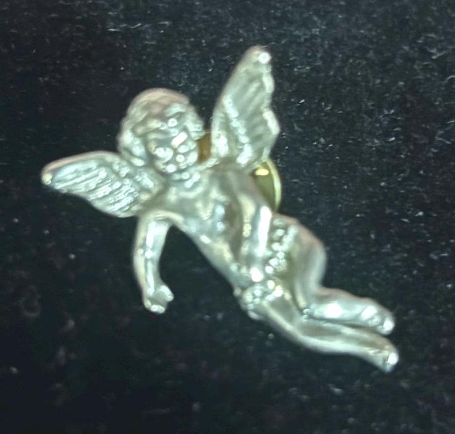 Vintage Guardian Angel Pin Silver Cherub Brooch Lover Antiques and Vintage